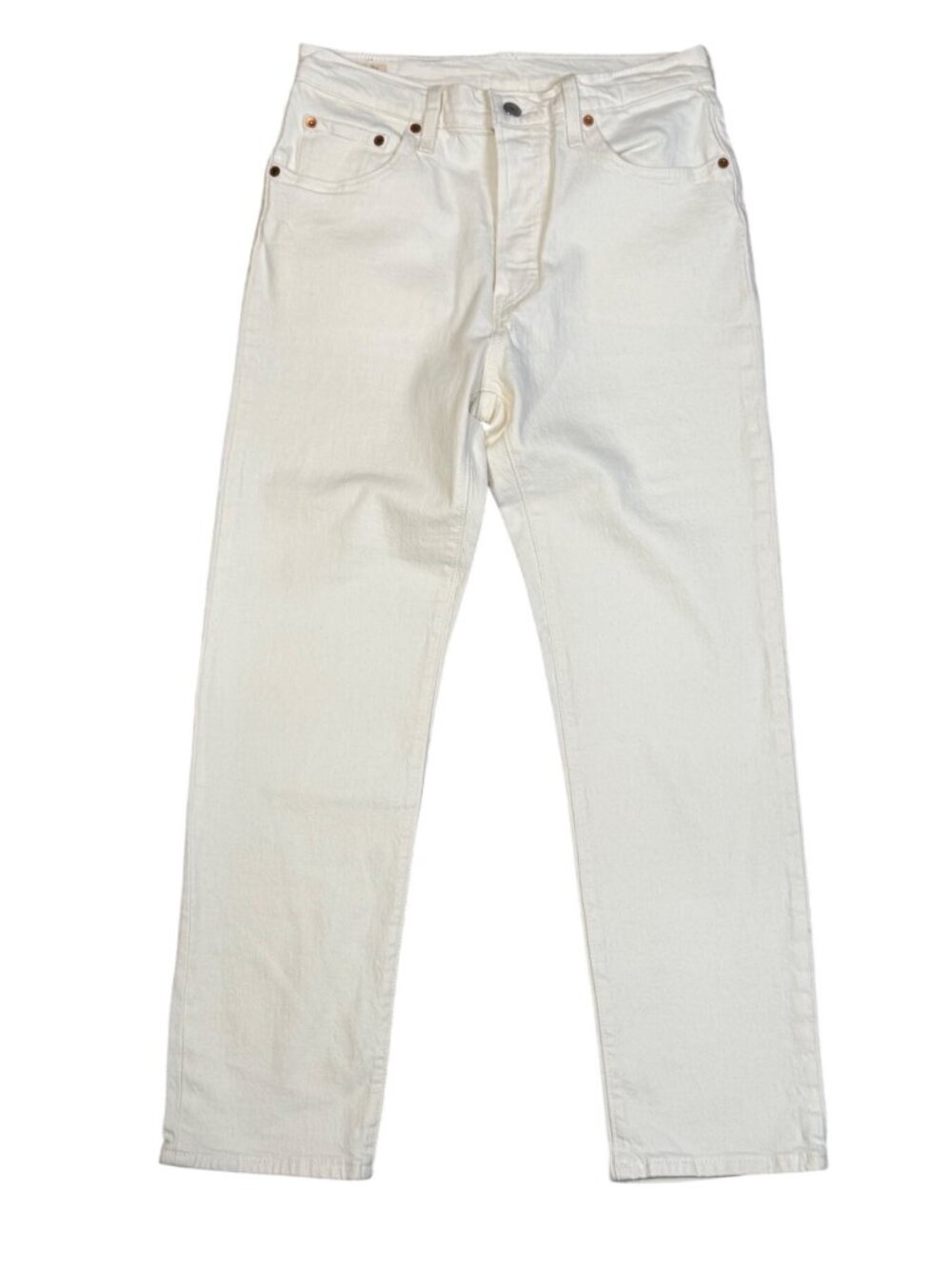 Levi's 501 Womens Off-White Button Fly Straight Leg Jeans W29 L28 Cotton Denim